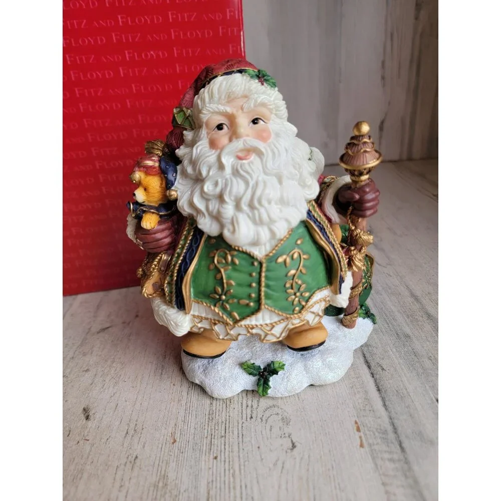 Fitz Floyd‎ Jolly Old Saint Nicholas wind-up music Xmas figure